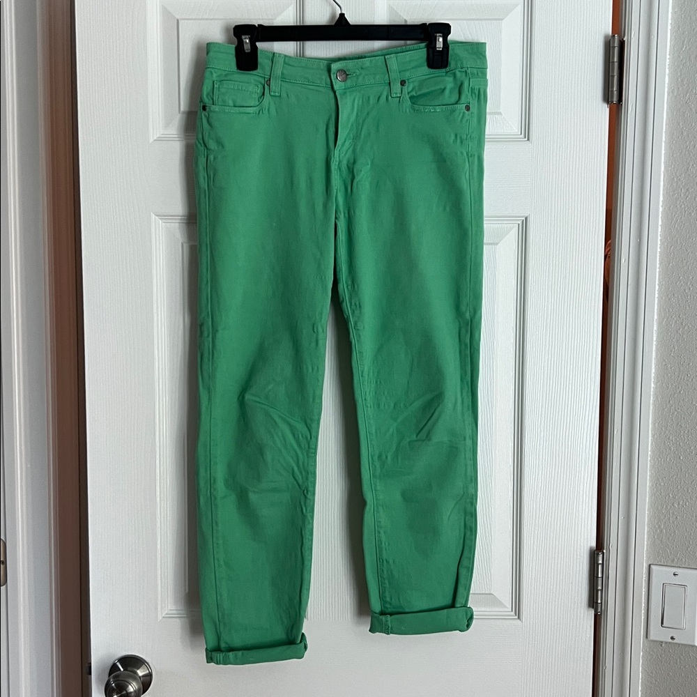 PAIGE Mint Green Skinny Denim Pants